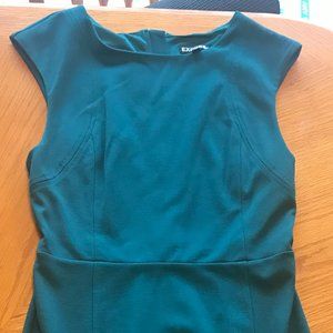 Fitted Dark Teal Cap sleeve Pencil Dress Express 6